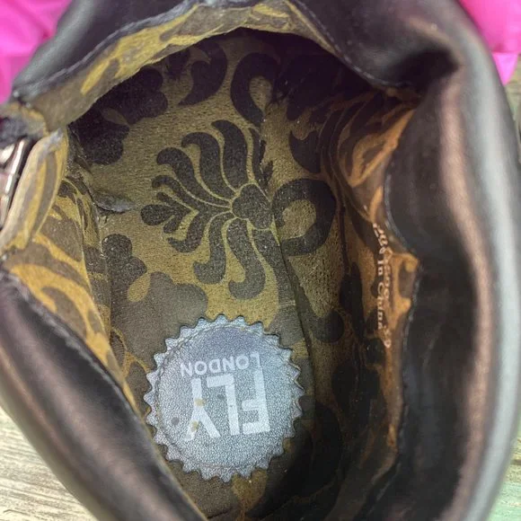 Fly London Yoxi Womens Ankle Bootie Size 8.5-9 Blue Leather Wedge Heel Zip Up - Picture 4 of 12